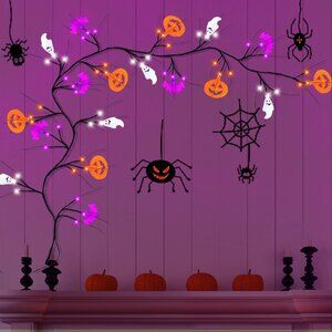 Halloween Willow Vine Twig Garland Decorations,Halloween String Lights Indoor